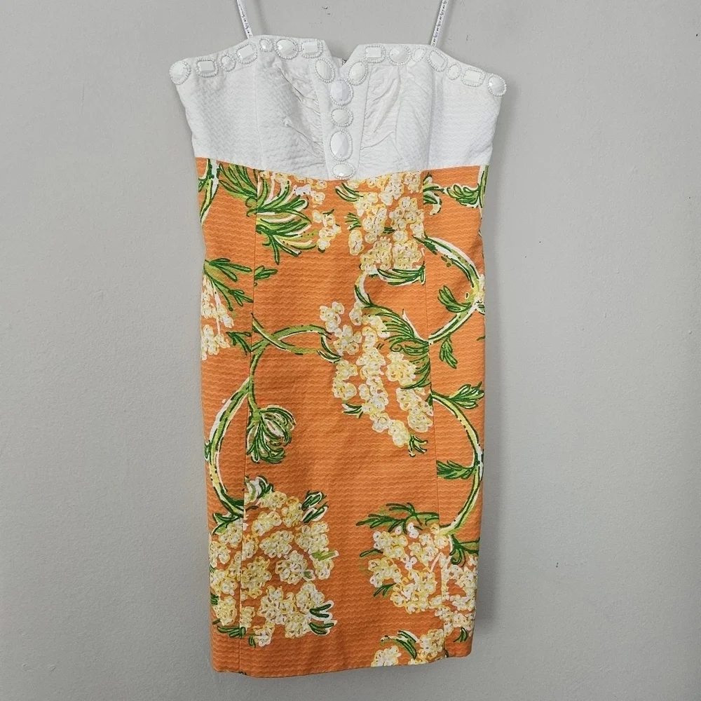 LILLY PULITZER nectar orange Lace on the Docks strapless Bowen dress Size 2 - Picture 4 of 9